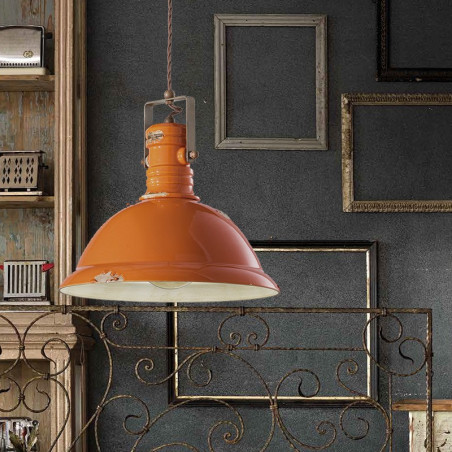 Suspension Rétro industrielle métal peinture style vintage - Diam 40 cm