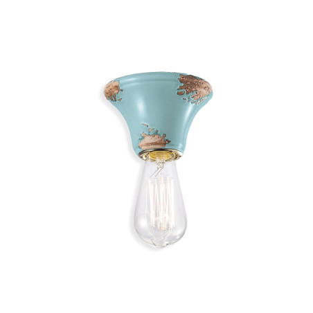Applique ou plafonnier céramique bleu azur vintage