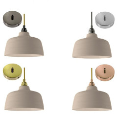 Suspension COPPA forme cloche en céramique Gris Tourterelle fait main
