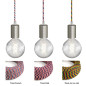 Suspension multiple Octopus 7 - Porte-douille métal couleur Inox avec douille E27 bakélite