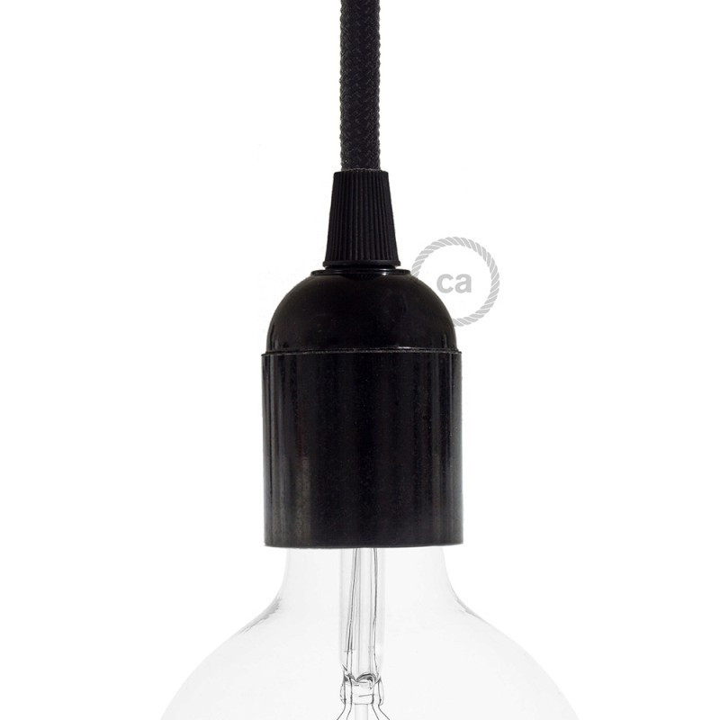 Douille E27 lisse en bakélite noire Douille E27 lisse en bakélite noire