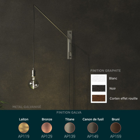 Lampe potence en métal galvanisé
