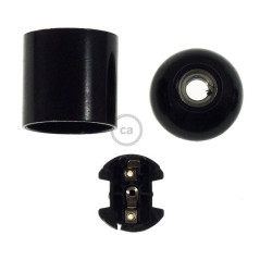 Douille E27 lisse en bakélite en trois parties