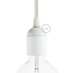 Douille E27 lisse en bakélite blanche avec ampoule globe