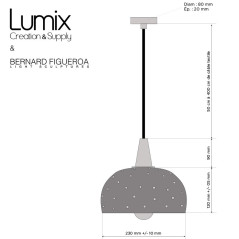 Suspension céramique Starlight noir ou blanche fintion laiton