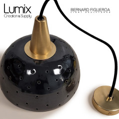 Suspension céramique Starlight noir ou blanche fintion laiton