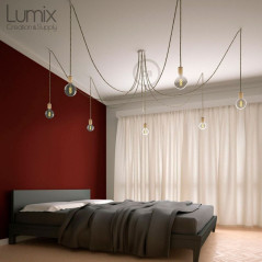 PRIVÉE - Suspension multiple Octopus 7 douille bois hêtre