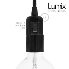 Privée : lampe baladeuse 3 m de câble textile torsadé dorée douille bakélite noire avec inter
