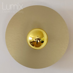 Applique HELIOS murale ou en plafonnier disque composite aluminium 3mm brossé or 30 cm ou 22 cm