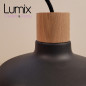 Suspension céramique noire COPPA forme cloche et porte-douille bois fait main Suspension céramique noire COPPA forme cloche et porte-douille bois fait main