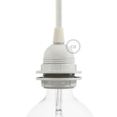 Douille E27 à bagues en bakélite blanche et ampoule led