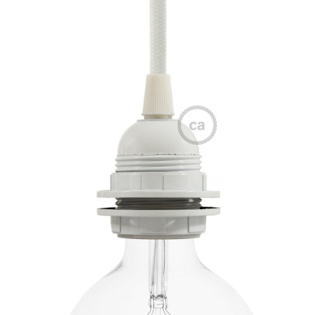 Douille E27 à bagues en bakélite blanche et ampoule led