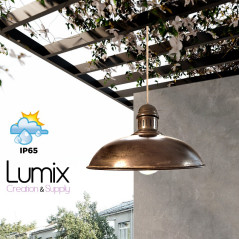 Suspension Rock style vintage métal effet rouille pour l'extérieur en IP65