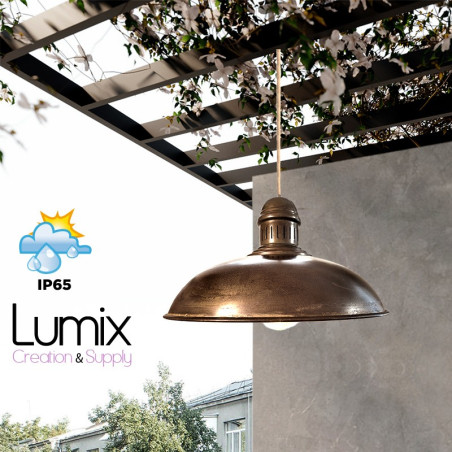 Suspension Rock style vintage métal effet rouille pour l'extérieur en IP65