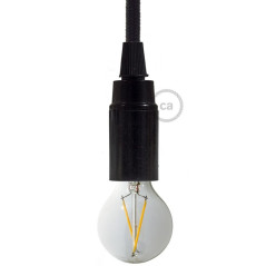 Douille E14 lisse en bakélite noire