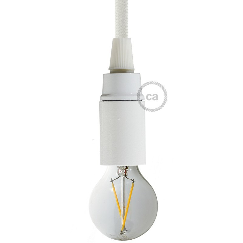 Douille E14 lisse en bakélite blanche Douille E14 lisse en bakélite blanche