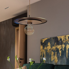 Suspension disque métal diamètre 30 cm couleur bronze