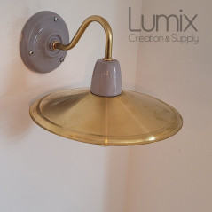 Applique laiton col de cygne et abat-jour coupole de 23 cm de diamètre - Céramique couleur GRISE