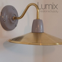 Applique laiton col de cygne et abat-jour coupole de 23 cm de diamètre - Céramique couleur GRISE