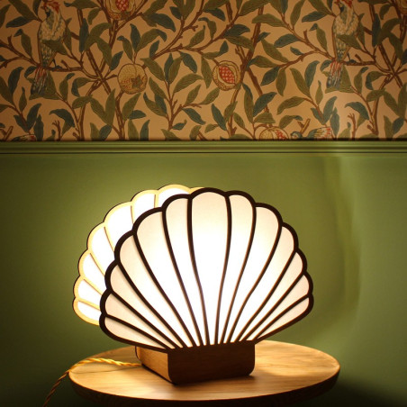 Lampe à poser VENUS PRESTIGE - Socle Chêne massif - Douille effet laiton E27