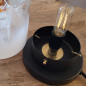 Lampe à poser en métal peint en noir et verrine Murano Mazzega 1960