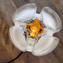 Lampe à poser en métal peint en noir et verrine Opaline Murano Mazzega 1960