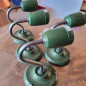 Applique véritable porcelaine verte et tube col de cygne en laiton ciré ou métal vernis Applique véritable porcelaine verte et tube col de cygne en laiton ciré ou métal vernis