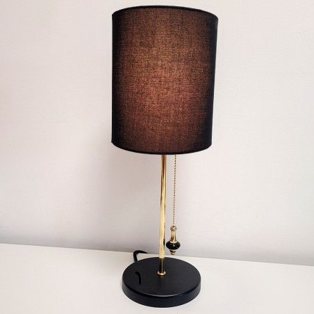 Lampe à poser ÉLISE1 noir et dorée laiton - douille E27