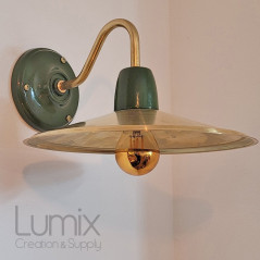 Applique laiton col de cygne et abat-jour coupole de 23 cm de diamètre - Céramique couleur verte