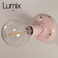 Lampe applique porcelaine de couleur Rose Pastel - Douille E27