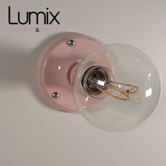 Lampe applique porcelaine de couleur Rose Pastel - Douille E27