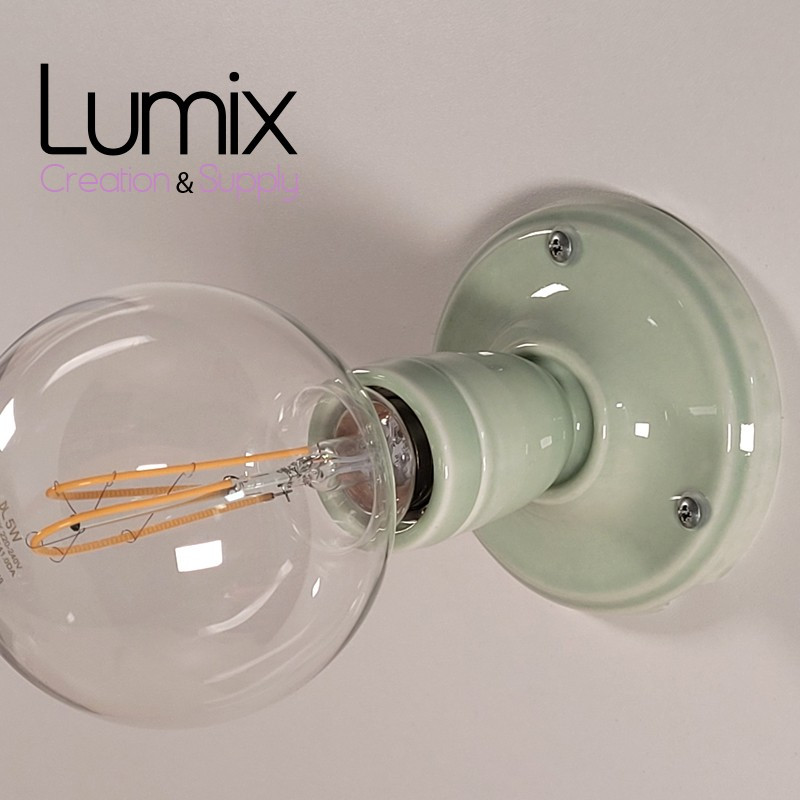 Lampe applique porcelaine de couleur Vert d'Eau Pastel - Douille E27 Lampe applique porcelaine de couleur Vert d'Eau Pastel - Douille E27