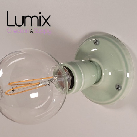 Lampe applique porcelaine de couleur Vert d'Eau Pastel - Douille E27