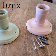 Lampe applique porcelaine de couleur Vert d'Eau Pastel - Douille E27