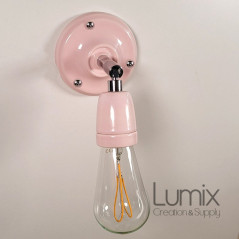 Lampe applique murale orientable porcelaine rose pastel
