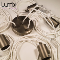 Suspension multiple Prestige couleur Inox satiné - 7 lampes