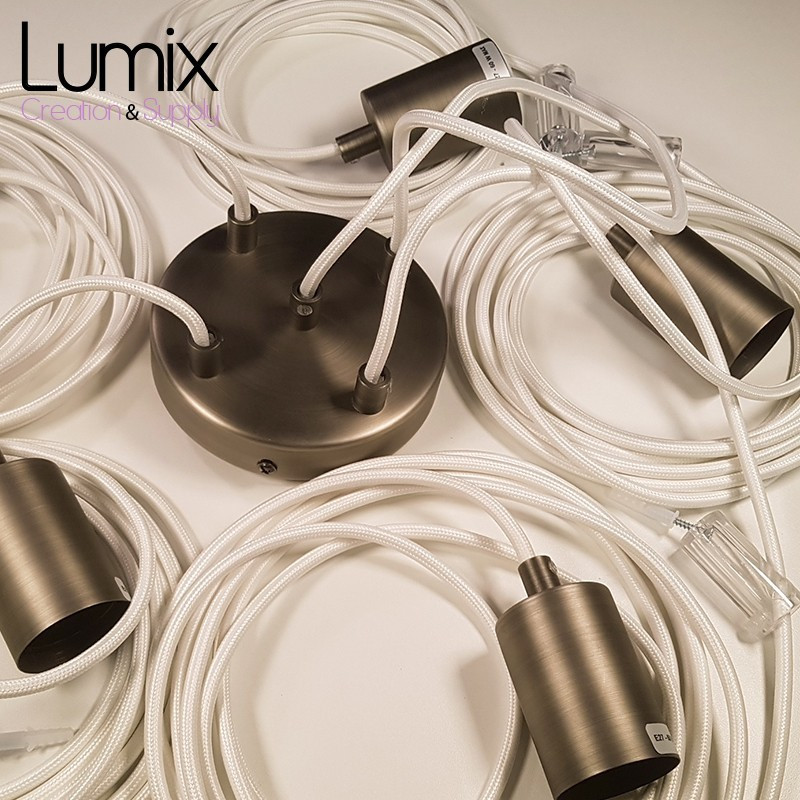 PRIVÉE : Suspension multiple Prestige couleur Inox satiné - 7 lampes