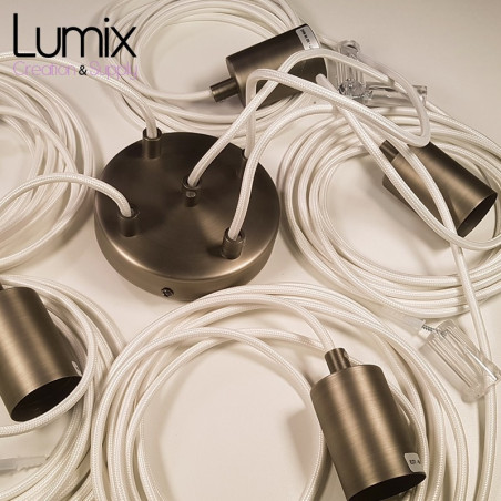Suspension multiple Prestige couleur Inox satiné - 7 lampes