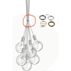 Suspension multiple Prestige couleur Inox satiné - 7 lampes