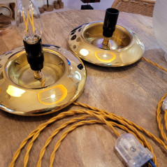 Paire de lampe à poser des années 1960-1970 base laiton et globe en verre
