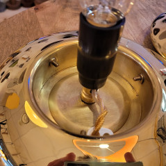 Paire de lampe à poser des années 1960-1970 base laiton et globe en verre