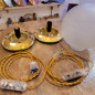 Paire de lampe à poser des années 1960-1970 base laiton et globe en verre