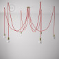 Suspension multiple OCTOPUS 7 Métal - câble textile extra-souple ROUGE