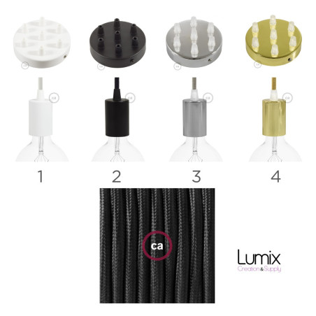 Suspension multiple OCTOPUS 7 Métal - Câble textile extra-souple NOIR