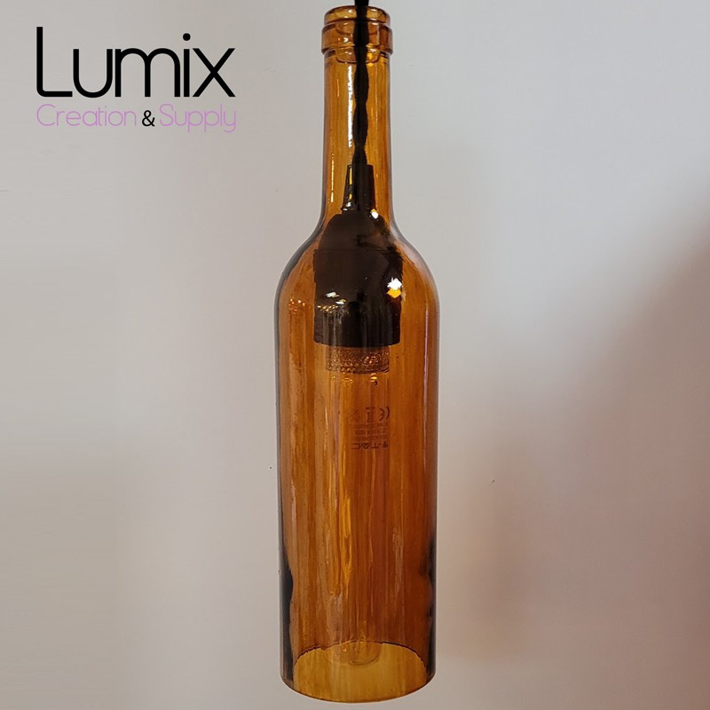 Suspension bouteille en verre peinte à la main - Couleur au choix et Douille E14 ou E27 au choix Suspension bouteille en verre peinte à la main - Couleur au choix et Douille E14 ou E27 au choix