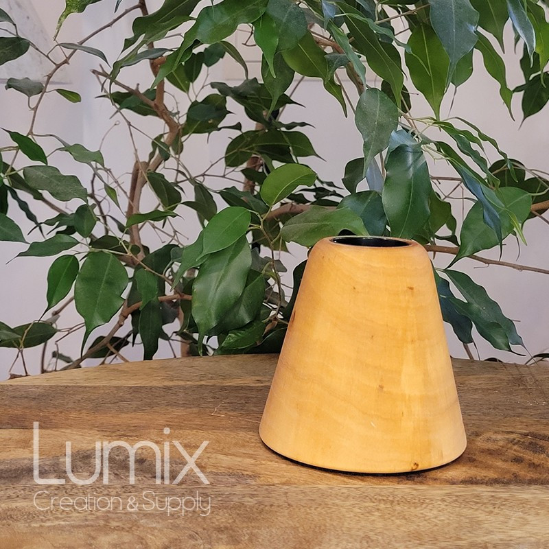 Lampe bois massif d'Aulne vernis douille E27 et câble textile lin naturel Lampe bois massif d'Aulne vernis douille E27 et câble textile lin naturel