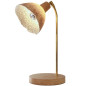 Lampe à poser en chêne massif, laiton pur et verre fusionné Lampe à poser en chêne massif, laiton pur et verre fusionné