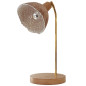 Lampe à poser en chêne massif, laiton pur et verre fusionné Lampe à poser en chêne massif, laiton pur et verre fusionné