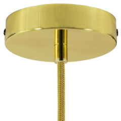 Suspension céramique blanche et liseré terracotta - Fait main