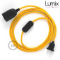 Lampe baladeuse câble textile souple Jaune effet soie